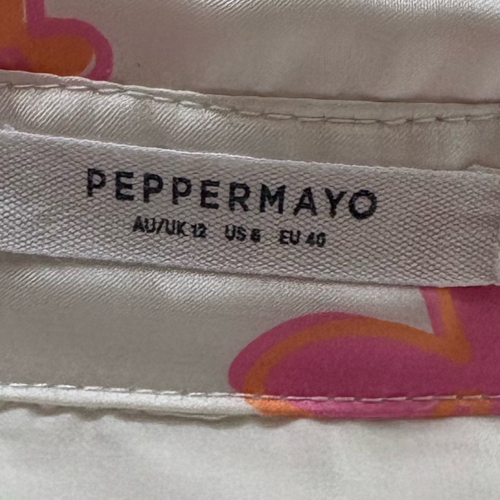 Peppermayo White Button-Down Blouse with Pink & Orange Floral Print - Picture 8 of 11